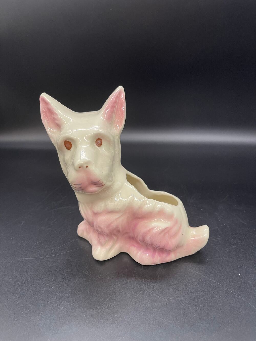 Vintage MCM Pottery Pink Scotty Dog Planter West Highland Terrier Figurine 6"